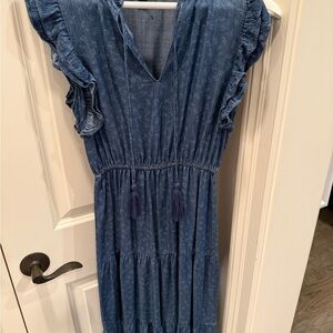 Saks Fifth Avenue Tencel Denim Ruffle Sleeve Dress